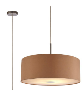 Baymont Polished Chrome E27 Single Pendant With 60cm x 22cm Dual Faux Silk Shade Antique Gold/Ruby-1