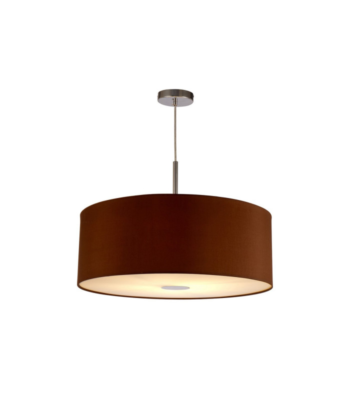 Baymont Polished Chrome E27 Single Pendant With 60cm x 22cm Dual Faux Silk Shade Raw Cocoa/Grecian Bronze-4