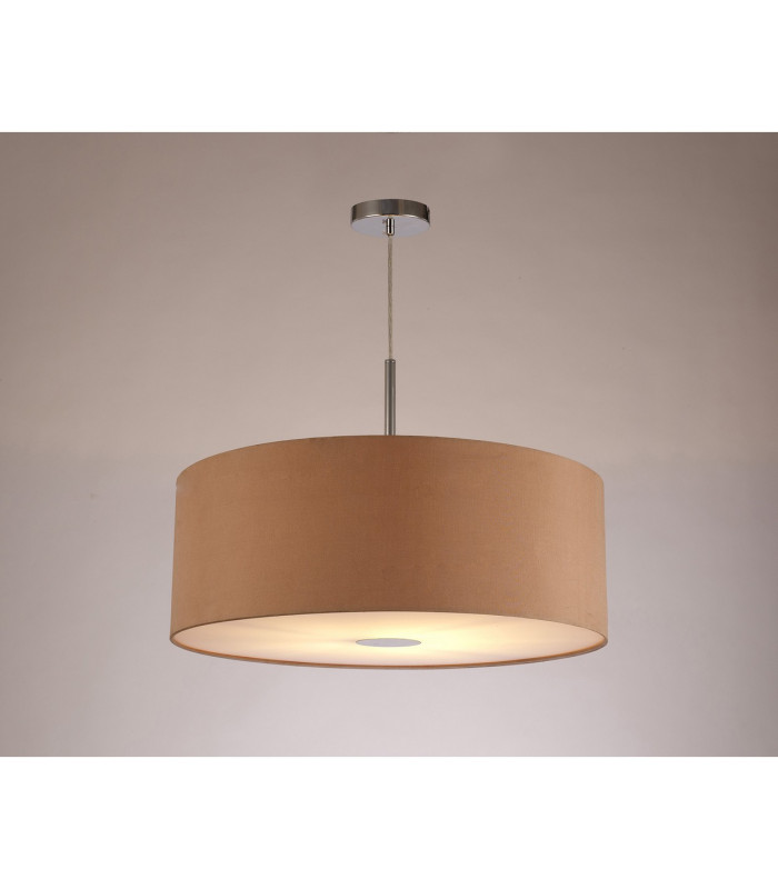 Baymont Polished Chrome E27 Single Pendant With 60cm x 22cm Dual Faux Silk Shade Antique Gold/Ruby-2
