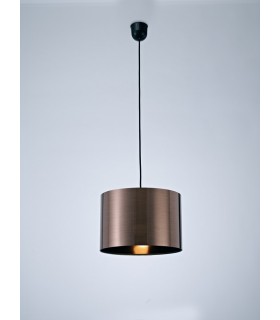 Black Ceiling Pendant 1 Light E27 with 300 x 200mm Metallic Bronze Cylinder Shade, c, w Ceiling Bracket - 2