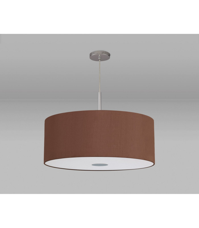 Baymont Polished Chrome E27 Single Pendant With 60cm x 22cm Dual Faux Silk Shade Raw Cocoa/Grecian Bronze-14