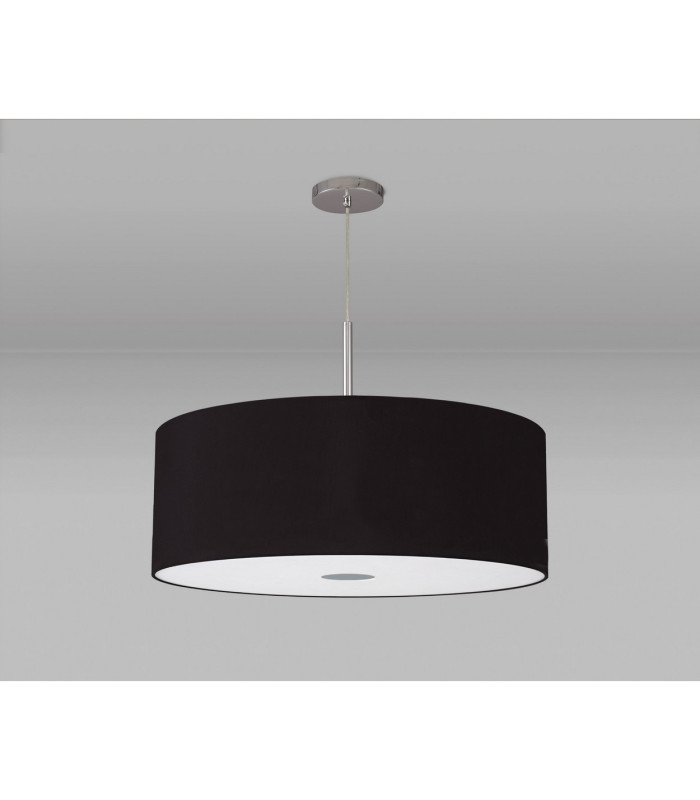 Baymont Polished Chrome E27 Single Pendant With 60cm x 22cm Dual Faux Silk Shade Black/Green Olive-14