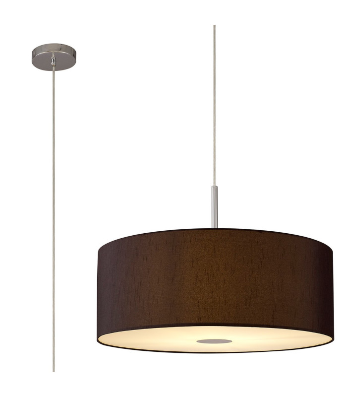 Baymont Polished Chrome E27 Single Pendant With 60cm x 22cm Faux Silk Shade Black/White Laminate-1