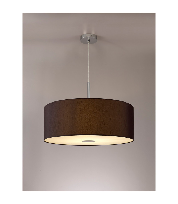 Baymont Polished Chrome E27 Single Pendant With 60cm x 22cm Faux Silk Shade Black/White Laminate-2