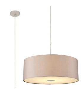 Baymont Polished Chrome E27 Single Pendant With 60cm x 22cm Faux Silk Shade Grey/White Laminate-1