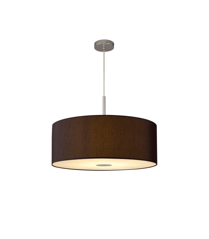 Baymont Polished Chrome E27 Single Pendant With 60cm x 22cm Faux Silk Shade Black/White Laminate-4