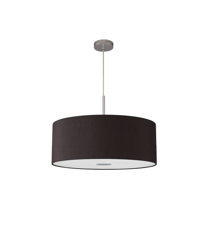 Baymont Polished Chrome E27 Single Pendant With 60cm x 22cm Faux Silk Shade Black/White Laminate-5