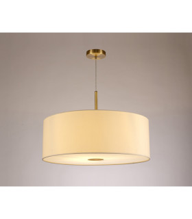 Baymont Antique Brass E27 Single Pendant With 60cm x 22cm Faux Silk Shade Ivory Pearl/White Laminate-2