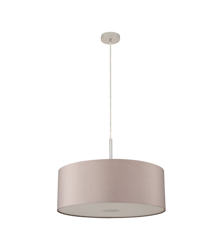 Baymont Polished Chrome E27 Single Pendant With 60cm x 22cm Faux Silk Shade Grey/White Laminate-5