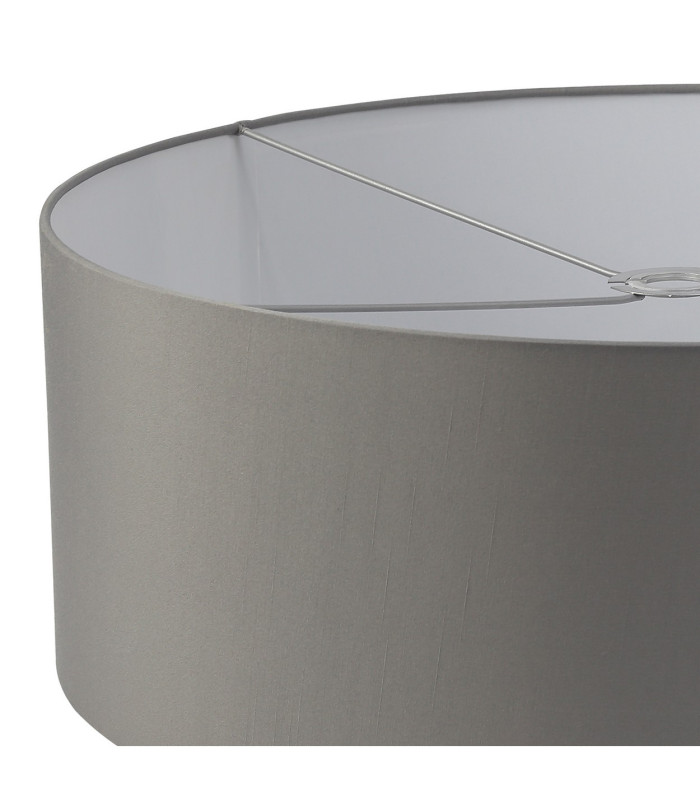 Baymont Polished Chrome E27 Single Pendant With 60cm x 22cm Faux Silk Shade Grey/White Laminate-10