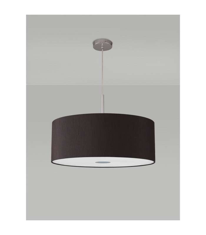 Baymont Polished Chrome E27 Single Pendant With 60cm x 22cm Faux Silk Shade Black/White Laminate-14