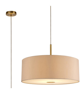 Baymont Antique Brass E27 Single Pendant With 60cm x 22cm Dual Faux Silk Shade Nude Beige/Moonlight-1