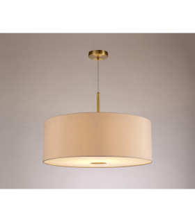 Baymont Antique Brass E27 Single Pendant With 60cm x 22cm Dual Faux Silk Shade Nude Beige/Moonlight-2