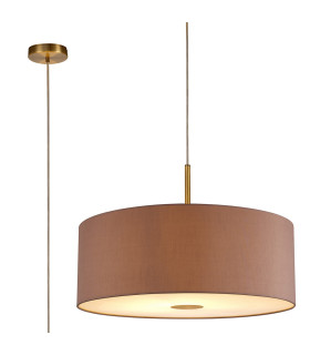 Baymont Antique Brass E27 Single Pendant With 60cm x 22cm Dual Faux Silk Shade Taupe/Halo Gold-1