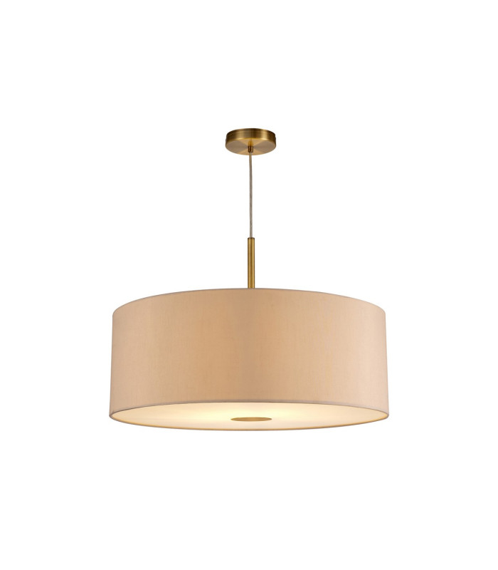 Baymont Antique Brass E27 Single Pendant With 60cm x 22cm Dual Faux Silk Shade Nude Beige/Moonlight-4