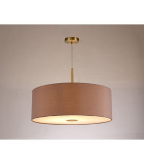 Baymont Antique Brass E27 Single Pendant With 60cm x 22cm Dual Faux Silk Shade Taupe/Halo Gold-2