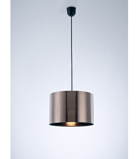 Black Ceiling Pendant 1 Light E27 with 300 x 200mm Metallic Gun Metal Cylinder Shade, c, w Ceiling Bracket - 2