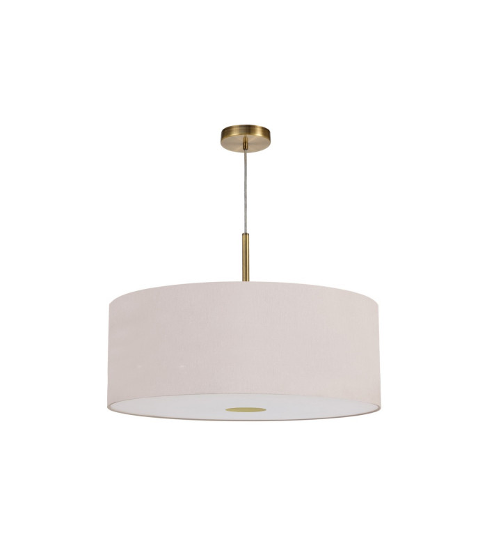 Baymont Antique Brass E27 Single Pendant With 60cm x 22cm Dual Faux Silk Shade Nude Beige/Moonlight-5