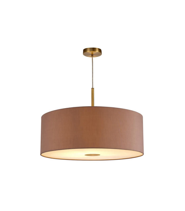 Baymont Antique Brass E27 Single Pendant With 60cm x 22cm Dual Faux Silk Shade Taupe/Halo Gold-4