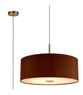 Baymont Antique Brass E27 Single Pendant With 60cm x 22cm Dual Faux Silk Shade Raw Cocoa/Grecian Bronze-1