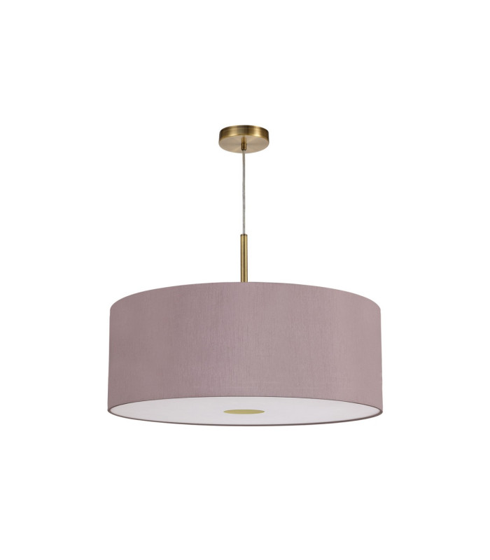 Baymont Antique Brass E27 Single Pendant With 60cm x 22cm Dual Faux Silk Shade Taupe/Halo Gold-5