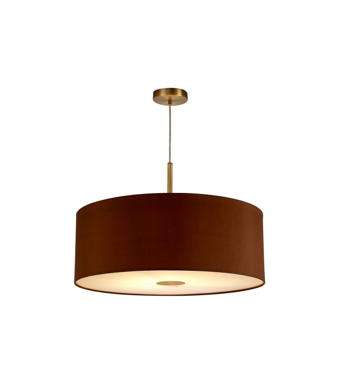 Baymont Antique Brass E27 Single Pendant With 60cm x 22cm Dual Faux Silk Shade Raw Cocoa/Grecian Bronze-4