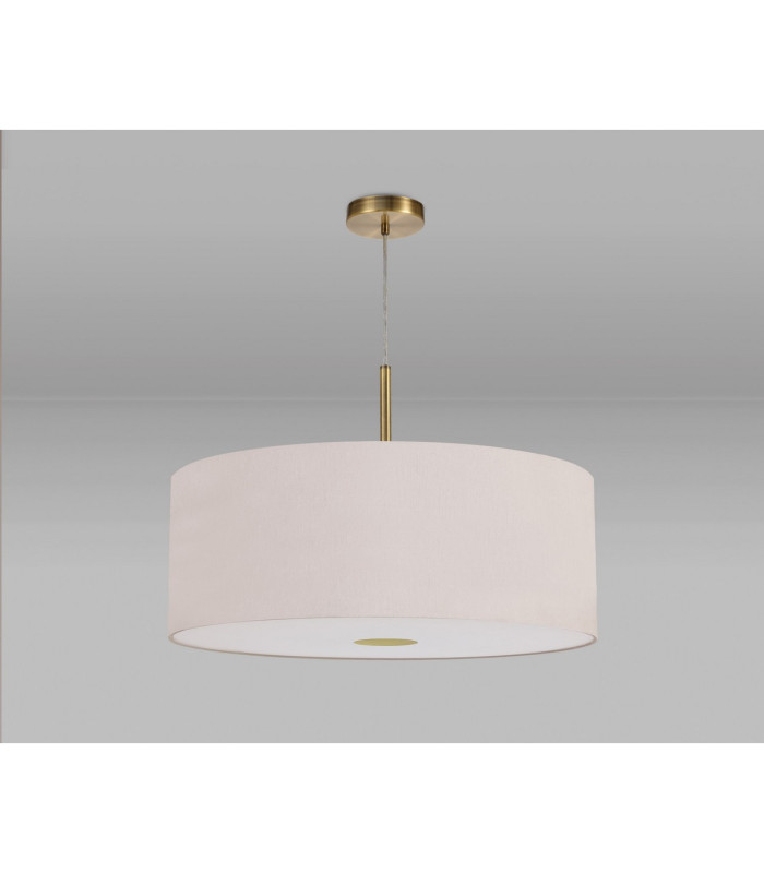 Baymont Antique Brass E27 Single Pendant With 60cm x 22cm Dual Faux Silk Shade Nude Beige/Moonlight-14
