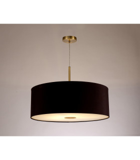 Baymont Antique Brass E27 Single Pendant With 60cm x 22cm Dual Faux Silk Shade Black/Green Olive-2