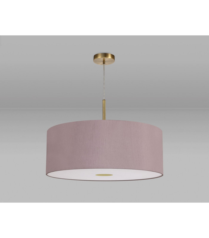 Baymont Antique Brass E27 Single Pendant With 60cm x 22cm Dual Faux Silk Shade Taupe/Halo Gold-14
