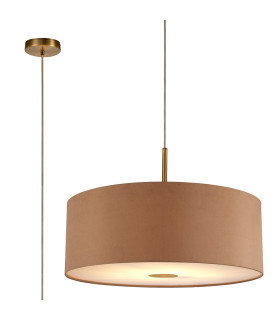 Baymont Antique Brass E27 Single Pendant With 60cm x 22cm Dual Faux Silk Shade Antique Gold/Ruby-1