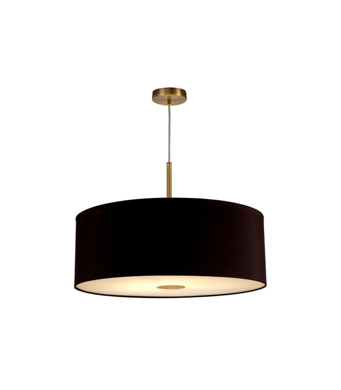 Baymont Antique Brass E27 Single Pendant With 60cm x 22cm Dual Faux Silk Shade Black/Green Olive-4
