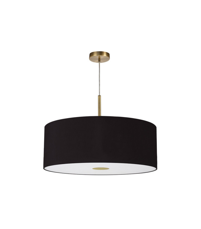 Baymont Antique Brass E27 Single Pendant With 60cm x 22cm Dual Faux Silk Shade Black/Green Olive-5