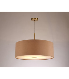 Baymont Antique Brass E27 Single Pendant With 60cm x 22cm Dual Faux Silk Shade Antique Gold/Ruby-2