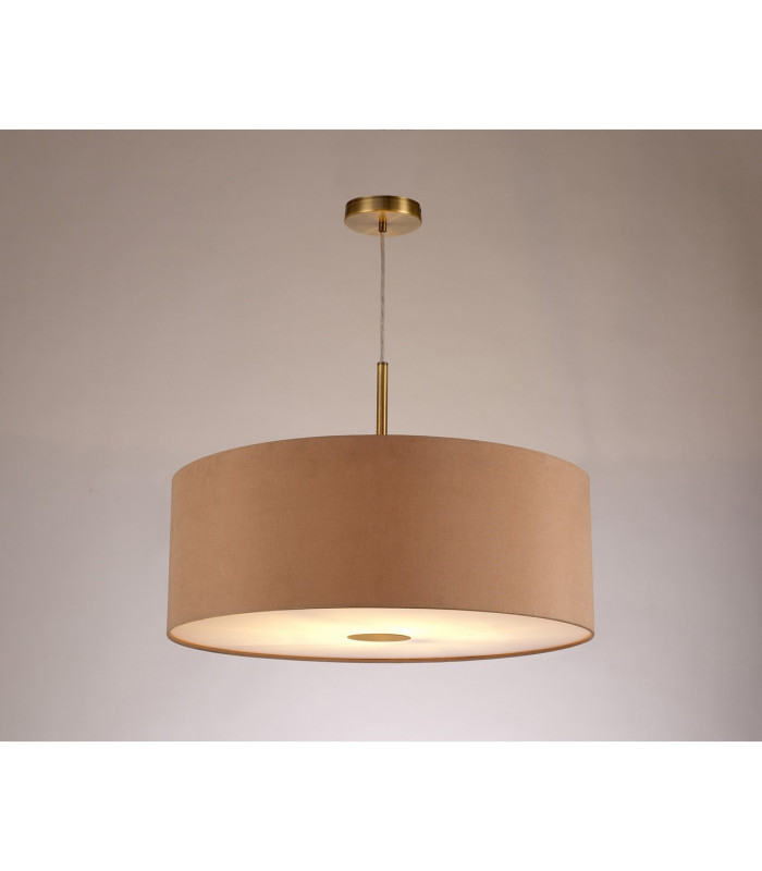 Baymont Antique Brass E27 Single Pendant With 60cm x 22cm Dual Faux Silk Shade Antique Gold/Ruby-2