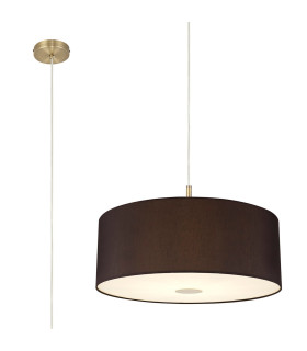 Baymont Antique Brass E27 Single Pendant With 60cm x 22cm Faux Silk Shade Black/White Laminate-1