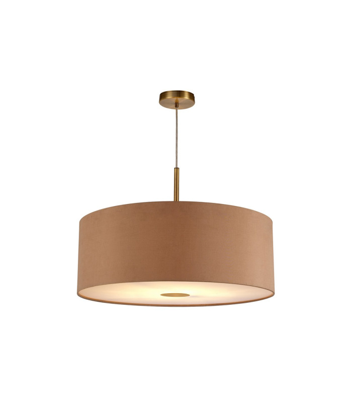 Baymont Antique Brass E27 Single Pendant With 60cm x 22cm Dual Faux Silk Shade Antique Gold/Ruby-4
