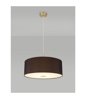 Baymont Antique Brass E27 Single Pendant With 60cm x 22cm Faux Silk Shade Black/White Laminate-2