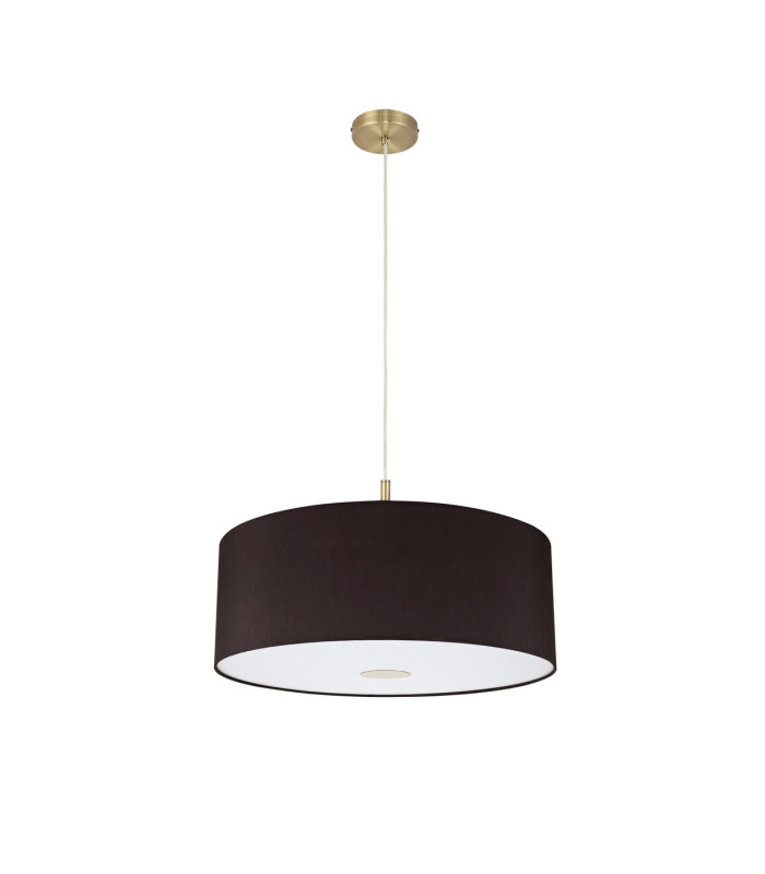 Baymont Antique Brass E27 Single Pendant With 60cm x 22cm Faux Silk Shade Black/White Laminate-5