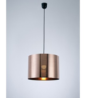Black Ceiling Pendant 1 Light E27 with 350 x 250mm Metallic Copper Cylinder Shade, c, w Ceiling Bracket - 2