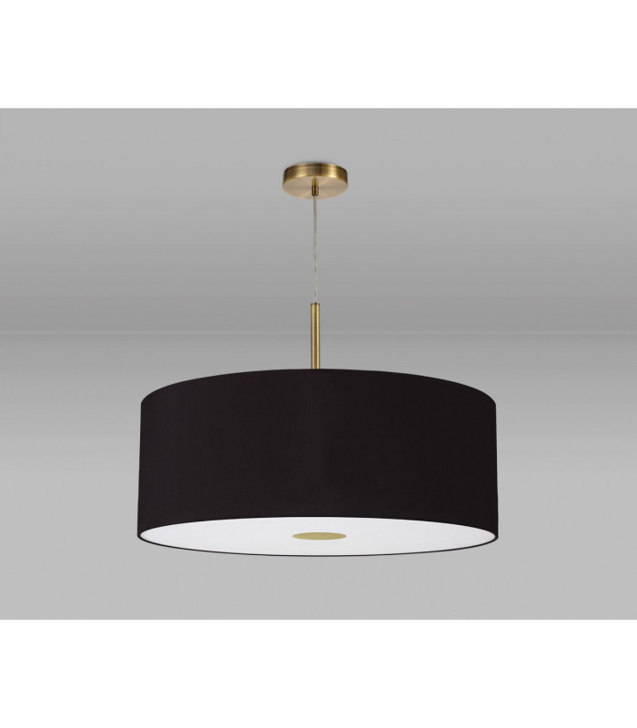 Baymont Antique Brass E27 Single Pendant With 60cm x 22cm Dual Faux Silk Shade Black/Green Olive-14