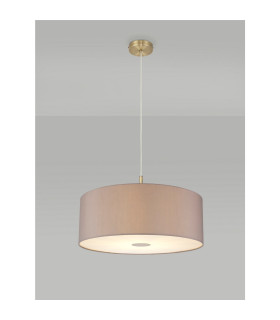 Baymont Antique Brass E27 Single Pendant With 60cm x 22cm Faux Silk Shade Grey/White Laminate-2