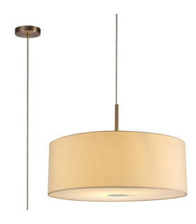 Baymont Satin Nickel E27 Single Pendant With 60cm Faux Silk Shade Ivory Pearl/White Laminate-1
