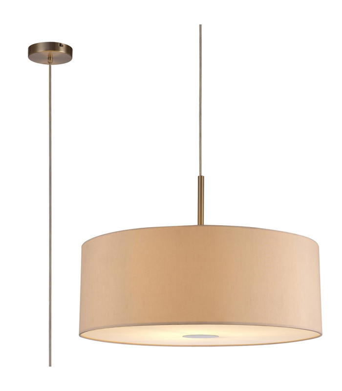Baymont Satin Nickel E27 Single Pendant With 60cm Dual Faux Silk Shade Nude Beige/Moonlight-1