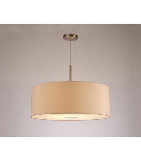 Baymont Satin Nickel E27 Single Pendant With 60cm Dual Faux Silk Shade Nude Beige/Moonlight-2