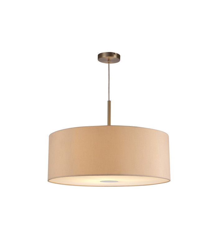 Baymont Satin Nickel E27 Single Pendant With 60cm Dual Faux Silk Shade Nude Beige/Moonlight-4