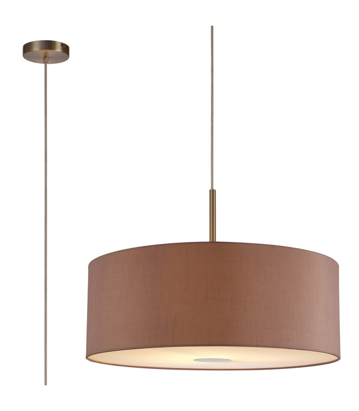 Baymont Satin Nickel E27 Single Pendant With 60cm Dual Faux Silk Shade Taupe/Halo Gold-1