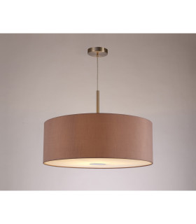 Baymont Satin Nickel E27 Single Pendant With 60cm Dual Faux Silk Shade Taupe/Halo Gold-2