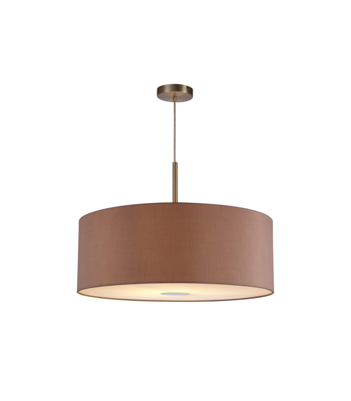 Baymont Satin Nickel E27 Single Pendant With 60cm Dual Faux Silk Shade Taupe/Halo Gold-4