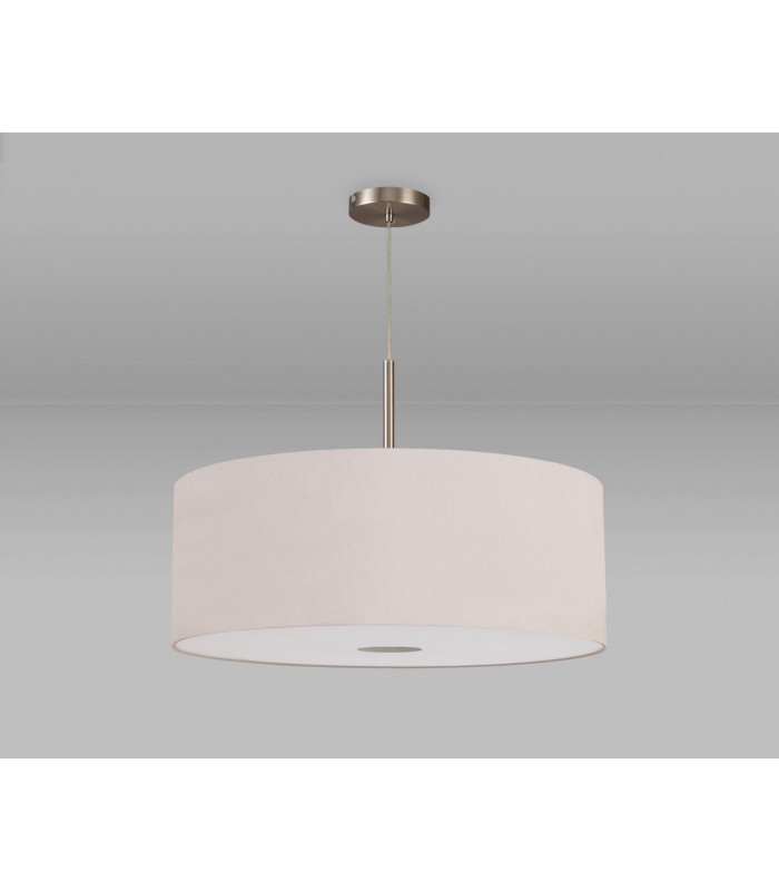 Baymont Satin Nickel E27 Single Pendant With 60cm Dual Faux Silk Shade Nude Beige/Moonlight-14