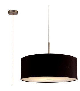 Baymont Satin Nickel E27 Single Pendant With 60cm Dual Faux Silk Shade Black/Green Olive-1